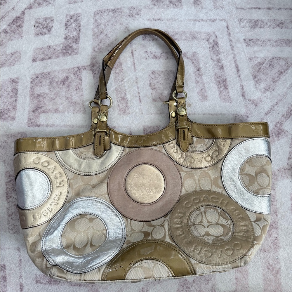 Coach Gold and Silver Patchwork Tote